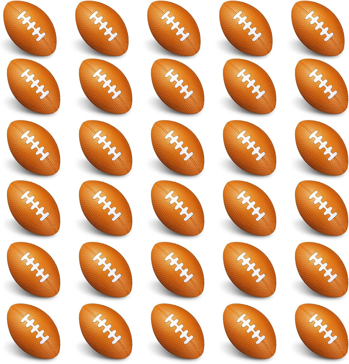 Kasyat 30 mini foam footballs in classic football colors for party favors