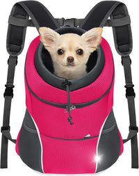 Dog Front Carrier Backpack, Adjustable Breathable Dog Backpack – Essentials for Dogs - Rose / Medium (4.5-8lbs)