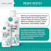 Dog and Cat Dewormer - 12 oz of Wormer Liquid to Paralyze and Expel Roundworms - Kitten and Puppy Dewormer