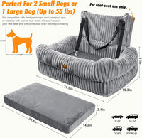 Pawaboo Dog Car Seat Bed, Memory Foam Booster for Medium/Large Dogs, Beige – Essentials for Dogs - Gray - image 2