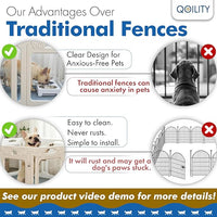 Clear Dog Play Pen Indoor, Effectively Relieves Indoor Pet Anxiety, 56" x 37" x 23.6"H, Suitable for Dogs and Puppies, White
