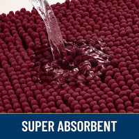 Smiry Dog Door Mat for Muddy Paws 59x24, Absorbs Moisture and Dirt Doormat, Non-Slip Washable Quick Dry Chenille Front Door Mat Indoor Entrance, Entryway Carpet for Inside Floor, Burgundy