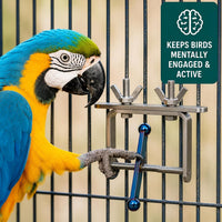 Bird Toys for Large Birds Stainless Steel Bird Toy with Traveling - Spinner - Blue Flamed - image 4