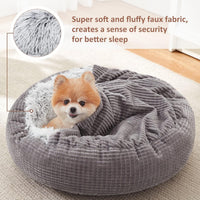 MIXJOY Small Dog Bed Cat Bed with Blanket Attached Donut Washable - Grey / 26.0"L x 26.0"W x 8.0"Th - image 3