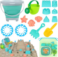 RACPNEL Beach Toys with Collapsible Bucket，Mesh Bag for Kids Ages 3-12 – Fun for Kids & Family
