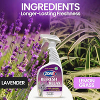 ZORBX Lavender & Lemongrass Spray, 24 Oz - All-Purpose Deodorizer, Refreshes Fabric, Removes Strong Odors, Perfect for Home, Car, Gym, Laundry