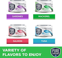 Flakes in Tuna Consommé, Canned Wet Cat Food Soup, 100% Mercury-Tested, Moist Can Fish, Grain-Free Protein, Non-GMO, 3oz, Variety Pack 3X Tuna, 3X Salmon, 3X Sardine, 3X Mackerel