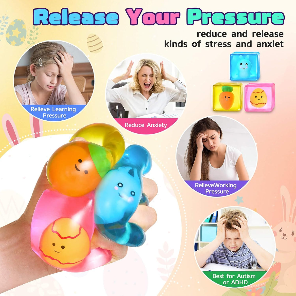 Squishy Fidget Toys Stress Cube - Easter - image 3