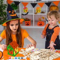 Fennoral 7 pack wooden 3D pumpkin house craft kit for kids Halloween decorating - view 16