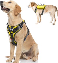 Fida Dog Harness, No-Pull Pet Vest with Saddle Bags Backpack - Large (Neck:18"-26";Chest:27"-34") / Yellow