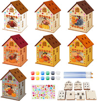 Fennoral 7 pack wooden 3D pumpkin house craft kit for kids Halloween decorating - view 7
