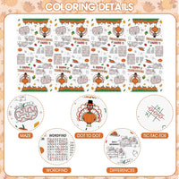 Litmitfu Thanksgiving coloring paper tablecloth with turkeys, pumpkins and games - view 5