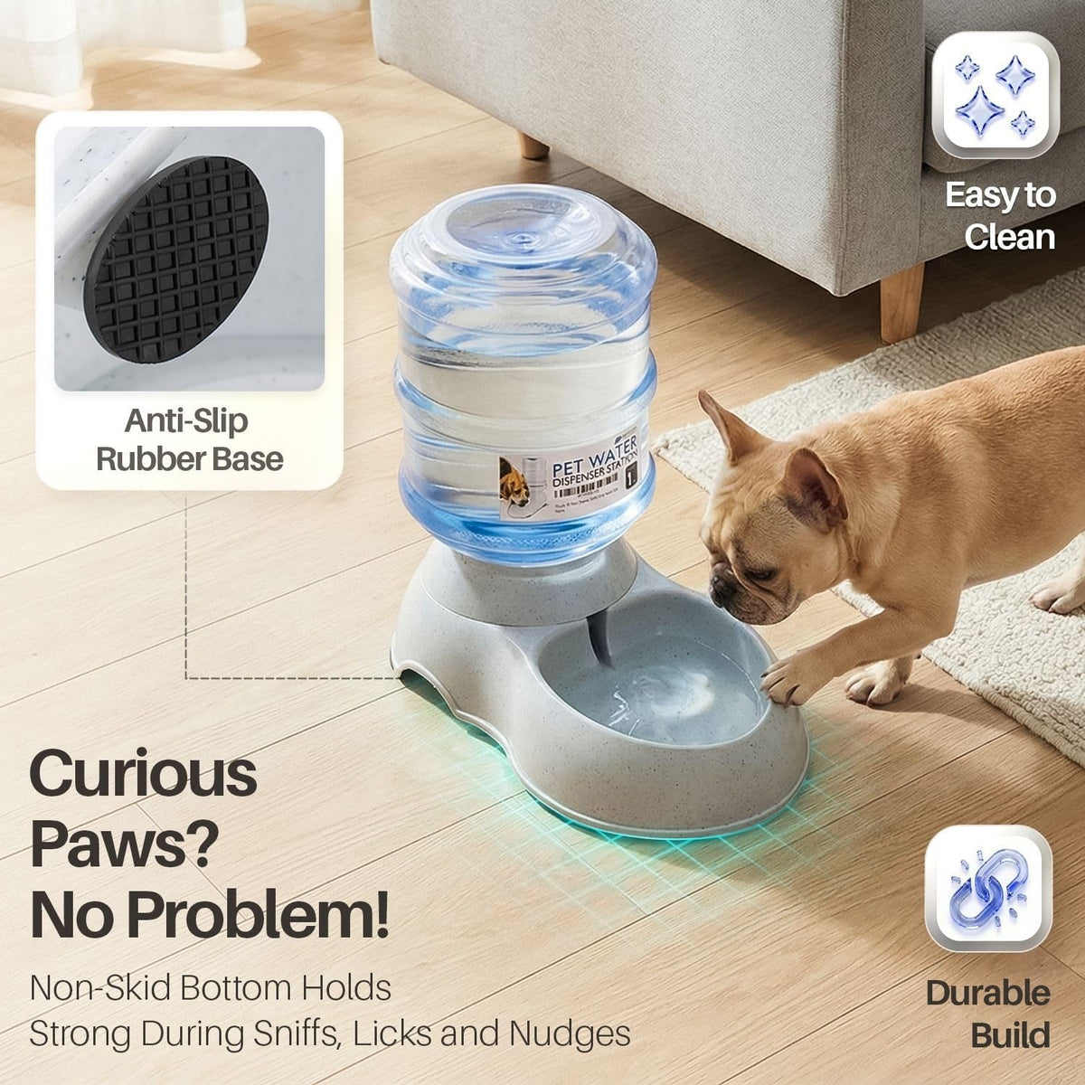 Flexzion Gravity Pet Water Dispenser Drinking Station for Dogs Cats - 1 Gallon - image 4