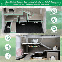 Guinea Pig Cages Wooden Hamster Cage Indoor with Stand and Storage Outdoor Small Animals Habitat with Metal Edges Ramps Hideout House,No Leak and Pull Out Tray, Easy Clean