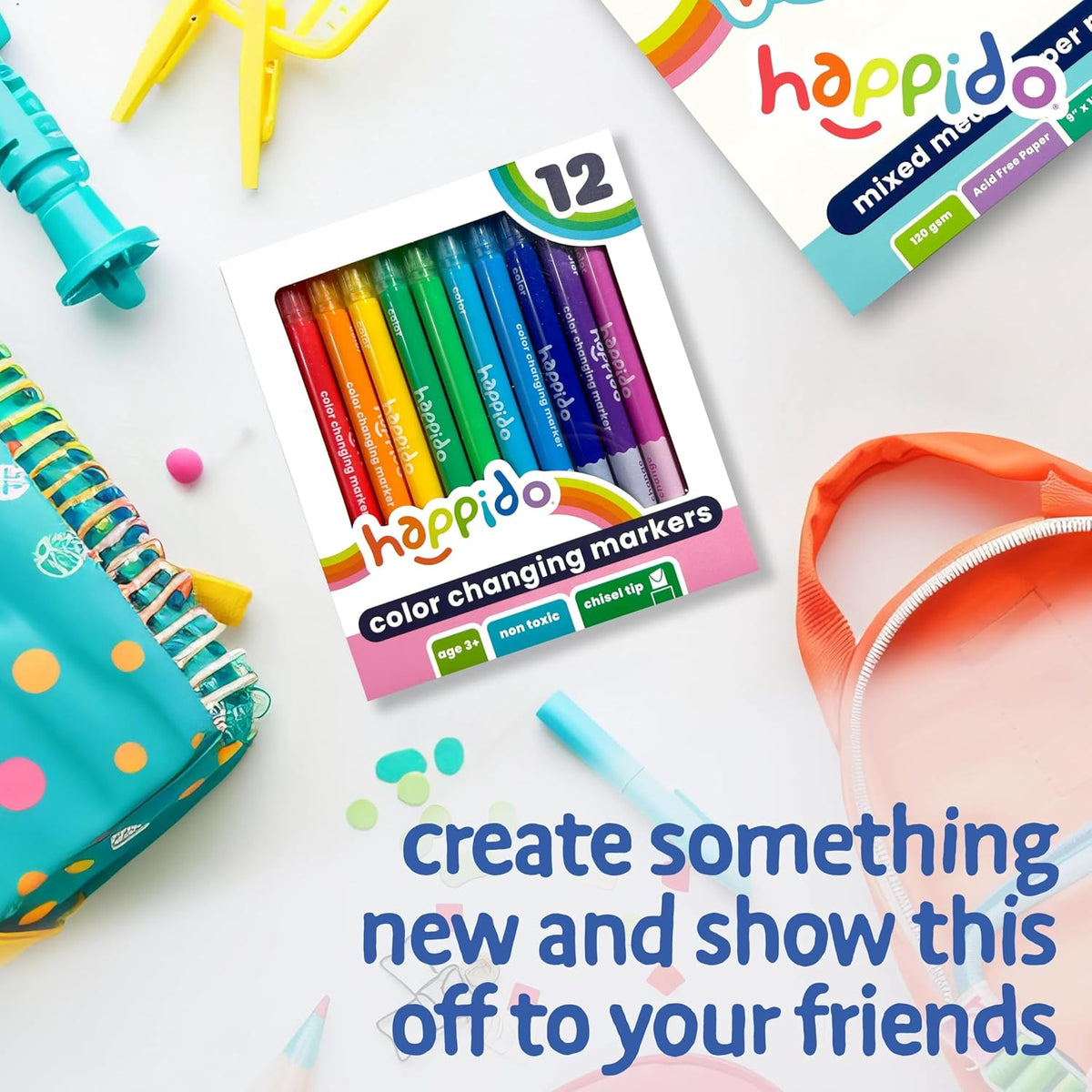 International Arrivals Happido Double-Sided Markers for Kids - 12 Count - Color Changing Double Ended - image 4