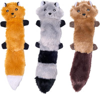 ZippyPaws Skinny Peltz No Stuffing Dog Toy Pack to Keep Them Busy - Fox, Raccoon, Squirrel