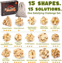 VolksRose 12pcs Wooden Brain Teaser Puzzles - A-15pcs-4.7cm - image 2