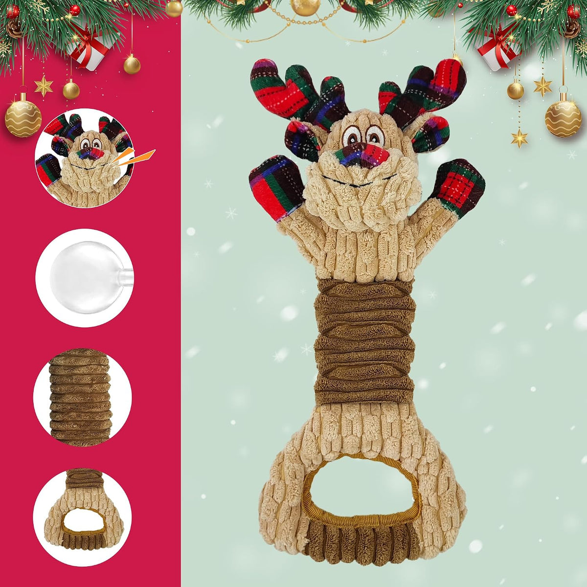 Squeaky Dog Toys, Stuffed Large Dog Toys to Keep Them Busy - Red C - image 2