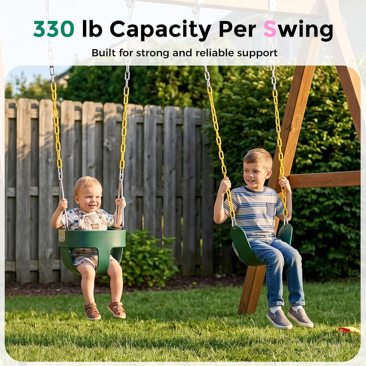 DECORLIFE Toddler Swing, Baby Swing Outdoor - Green - 2 Pack - image 4