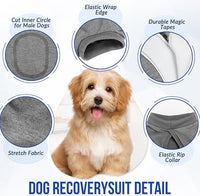 Lukovee Recovery Suit for Dogs, Onesie Surgery Recovery Suit for Female Male Dogs, Abdominal Wounds Cone E-Collar Alternative Prevent Licking Spay Recovery Suit (GY,XL)