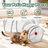 Love's cabin Cat Tunnel for Indoor Cats - White&Light Grey / S (23.6"x13"x11") - image 3