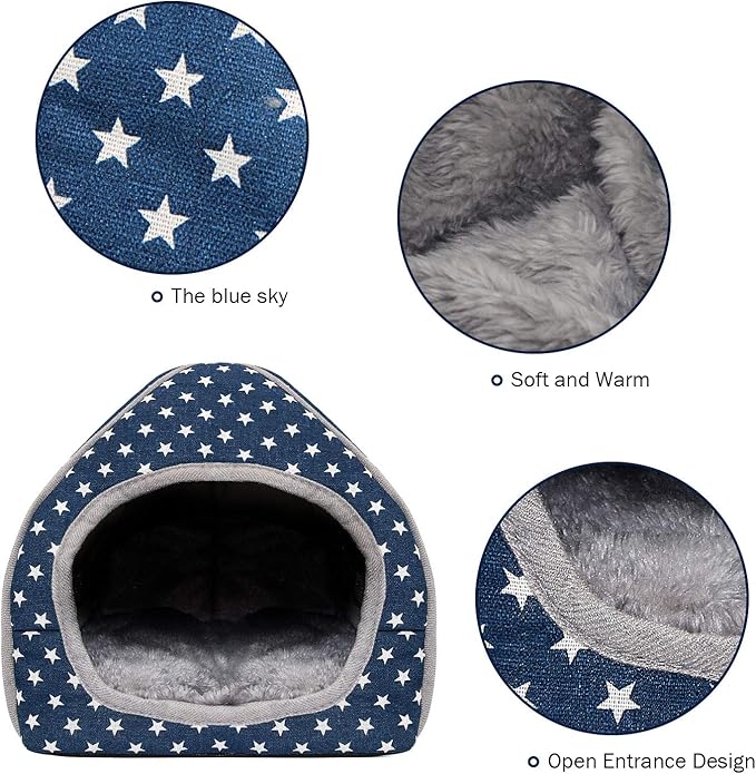 BWOGUE Guinea Pig House Bed Cozy Hamster Cave Large Hideout for Dwarf Rabbits Hedgehog Bearded Dragon Winter Nest Hamster Cage Accessories