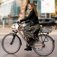 CXWXC Rear Bike Basket - Bicycle Rear Basket with Cargo Net and Waterproof Cover - Rear Mount Aluminium Bike Basket Large Capacity