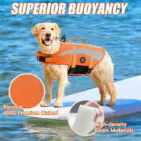 EMUST Dog Life Jacket, High Visibility Dog Life Vests with 2 Rescue Handles – Essentials for Dogs - XXL / NewOrange - image 3