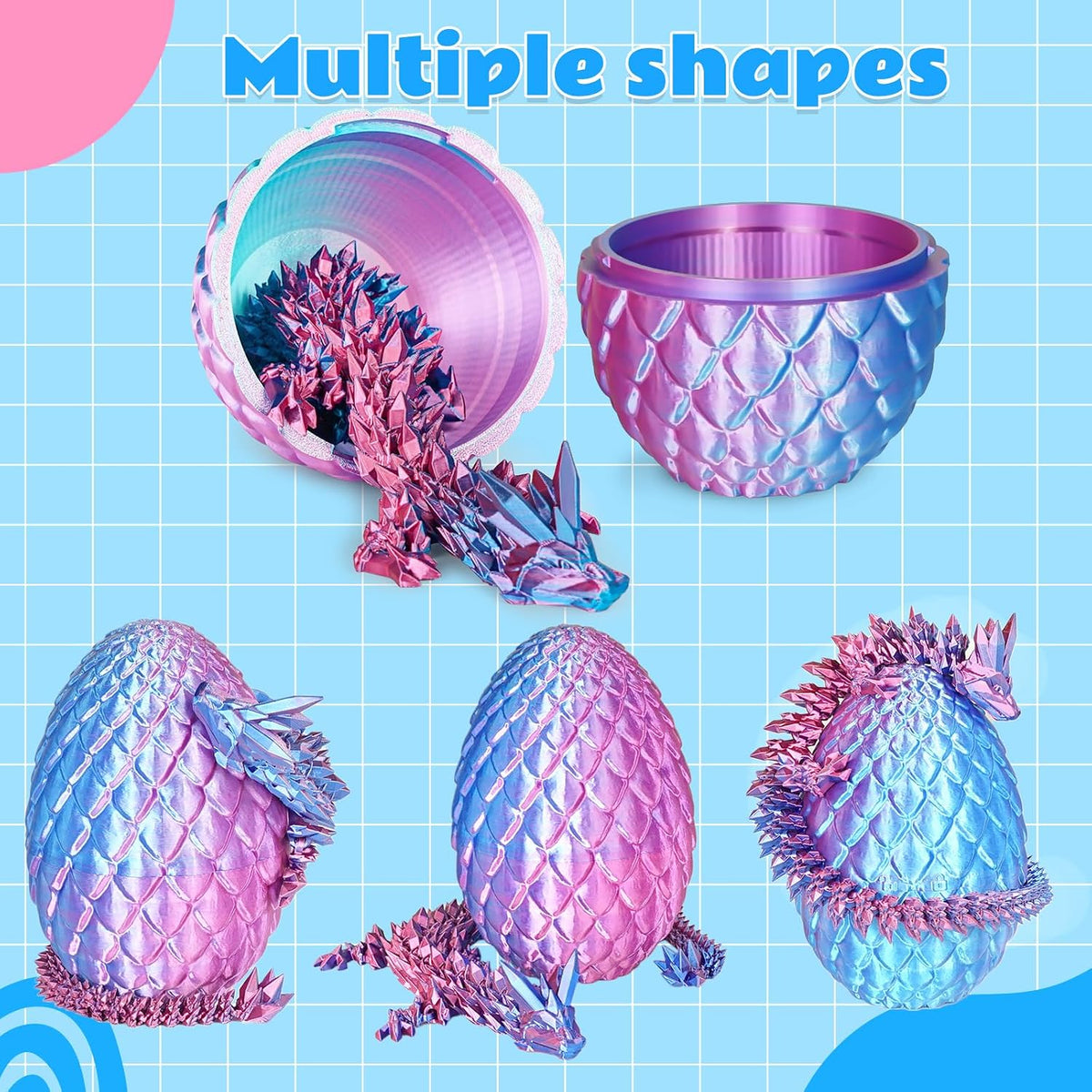 Small Dragon Eggs with Dragon Inside - Gradient Light Purple-red / M (H:5.8 inches) - image 3