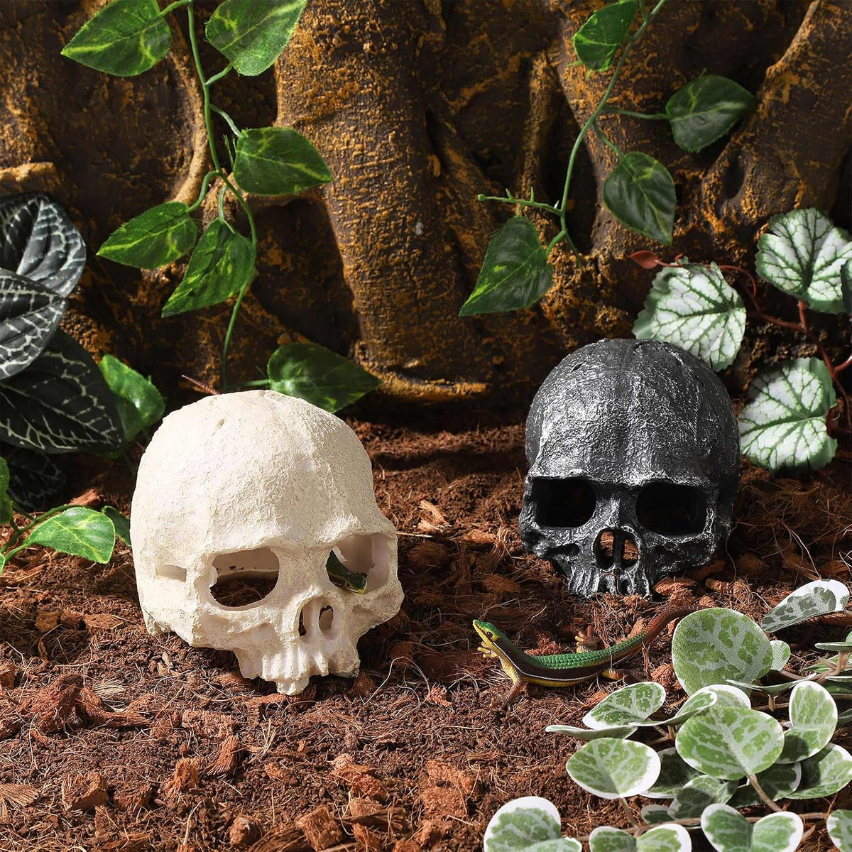 Resin Reptile Hideout for Tank Realistic Skull Decor for Terrarium - White - image 4
