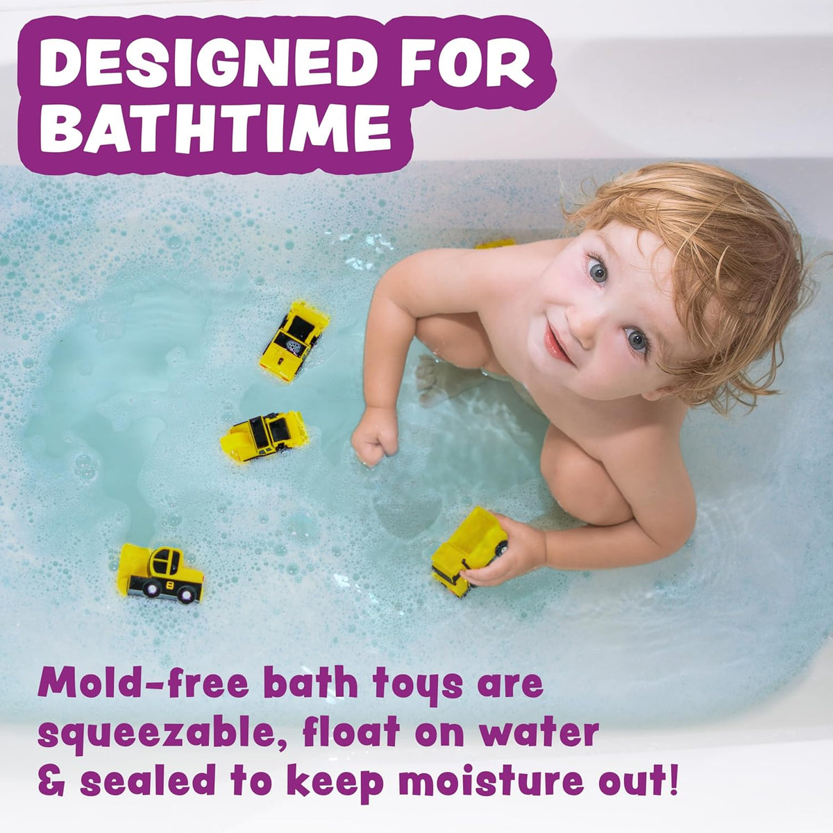 Tub Works Construction Trucks Mold Free Bath Toys, Sealed - Construction - image 2