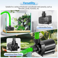 hygger 24V DC Adjustable Aquarium Water Pump & Wavemaker,30dB Quiet Return Pump,10-Speed Flow Control, Dry Run Anti-Block Protection for Freshwater Saltwater Ponds Fountains (80W,2377GPH/9000LPH)