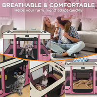 Foldable Pet Kitten Playpen - Pink 03 / Medium(32''×24''×21.5'') - image 4