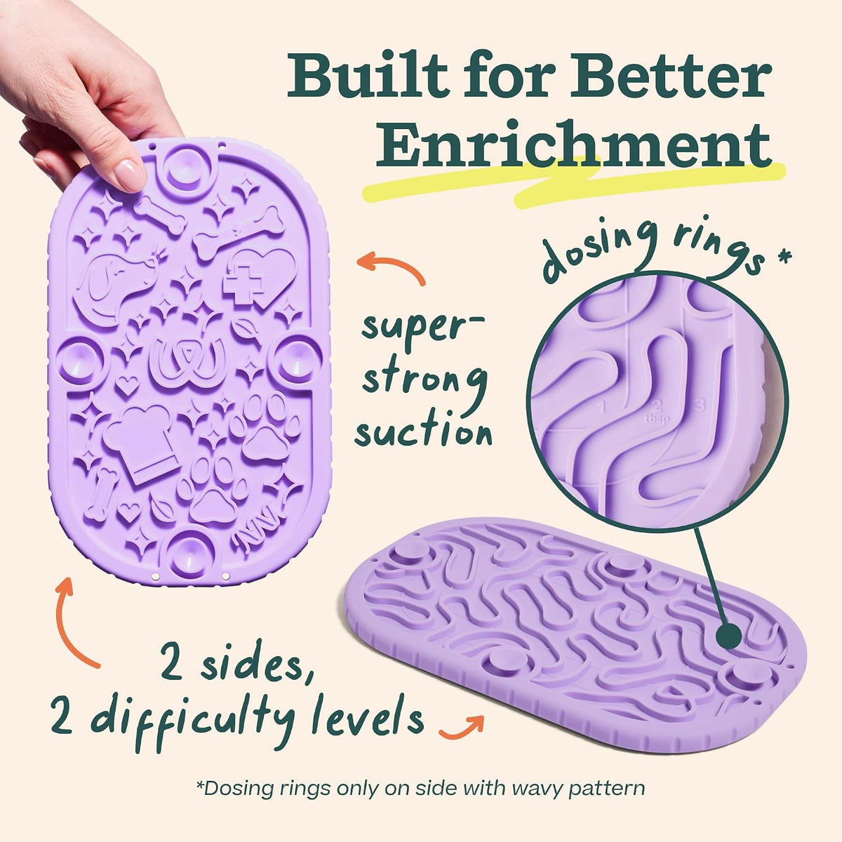Woof FlipMat, Dual-Sided Dog Lick Mat & Slow Feeder - Lavender / Mini - image 4