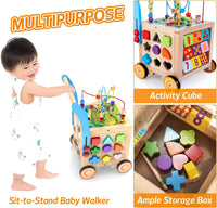 9-in-1 Wooden Activity Cube Walker for 1 Year Old - Neutral 2 - image 3