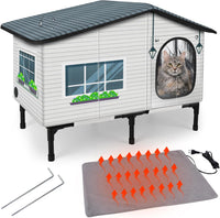 Heated Outdoor Cat House Weatherproof - 20 x 17 x 19.9