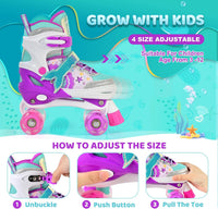 NEMONE Mermaid Adjustable Light up Roller Skates for Girls Boys – Fun for Kids & Family - C- Pearl Mermaid / Large - Youth - image 3