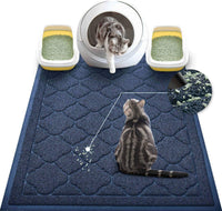Cat Litter Box Mat, Kitty Premium PVC Pad, Durable Trapping Rug - #09 Midnight Blue / Medallion/47 x 36 Inch