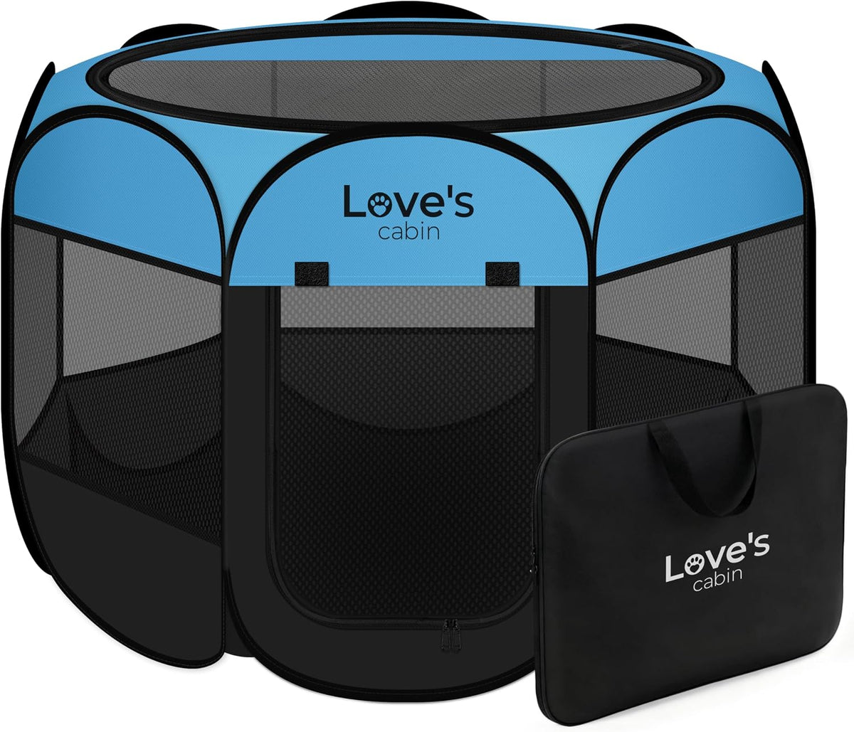 Love's cabin Pet Puppy Dog Playpen - Blue / 38.0"L x 38.0"W x 23.0"H