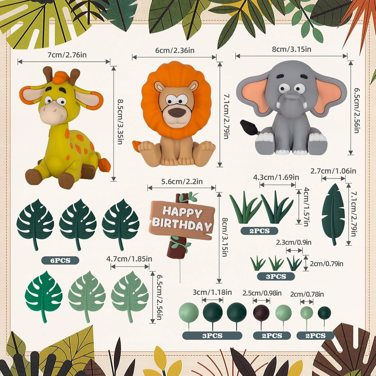 19pcs Safari Animal Cake Topper - Jungle Wild Style - image 2