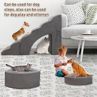 Foam Dog Stairs & Steps Ramps for High Beds 30 inches Tall for Small Dogs and Cats, LitaiL 6 Step Pet Stairs Steps for High Beds 30 inch Large Dogs, Non-Slip Dog Ramps for Older Cat