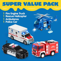 JOYIN 4 Packs Emergency Vehicle Toy Playsets - Emergency Vehicle Toy Set - image 3