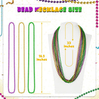 Huskein Bead Necklace, 33" Colorful Mardi Gras Beads Necklaces - Purple Gold Green / 12 - image 2