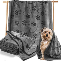 Fanfanwin 4 Pcs Dog Bath Towels Microfiber Drying Dog Towel Absorbent - Gray