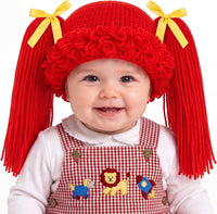 Halloween Cabbage Costume Yarn Wig - Red 3 / Straight Pigtails