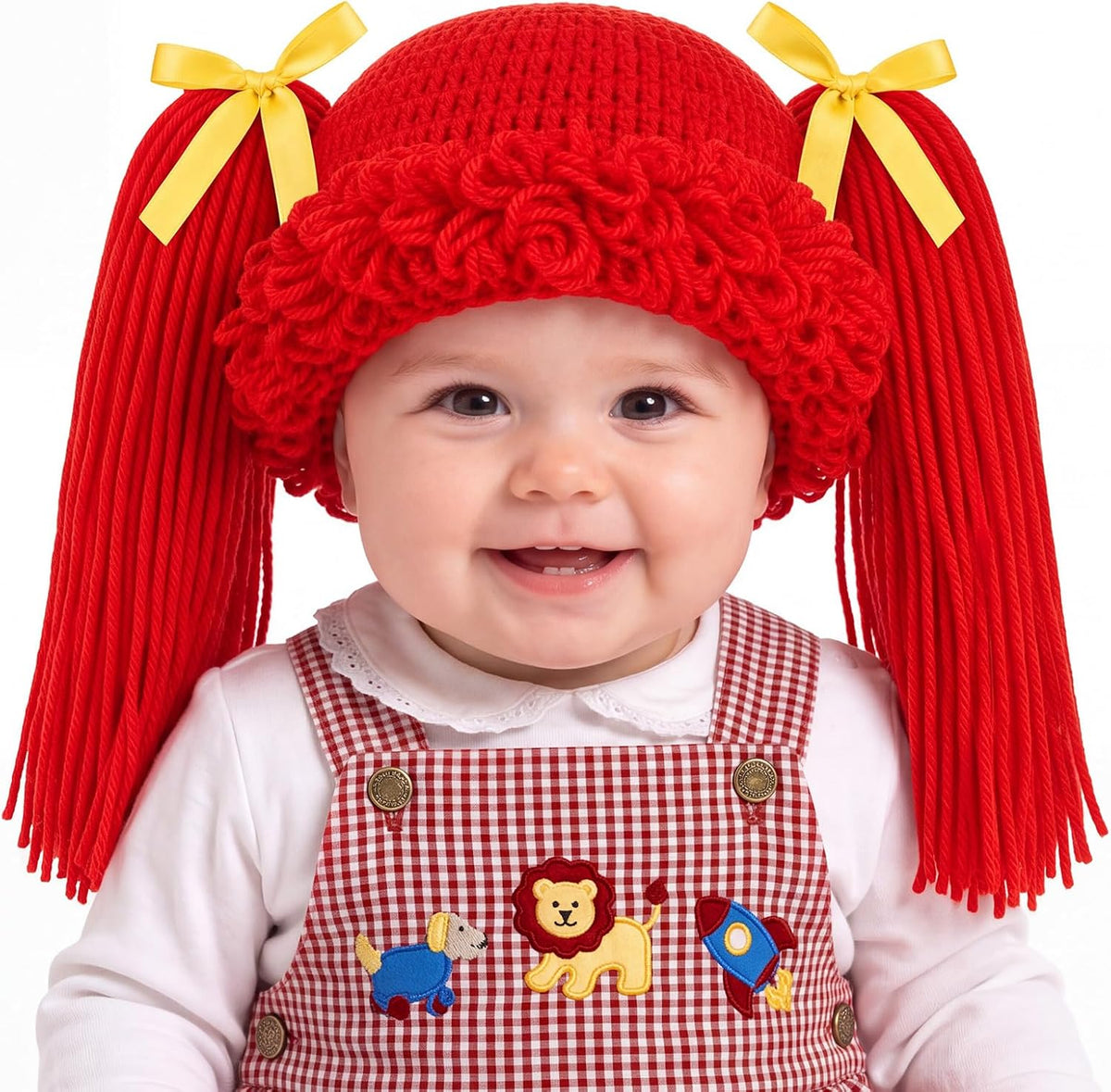 Halloween Cabbage Costume Yarn Wig - Red 3 / Straight Pigtails