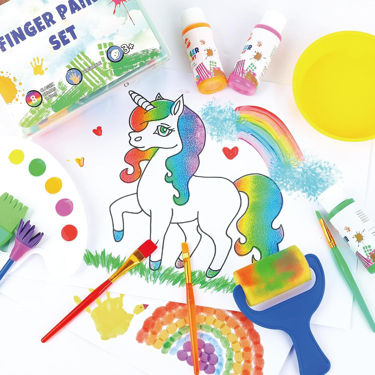Early Learning Kids Paint Set Washable Finger Paint with Assorted - image 4