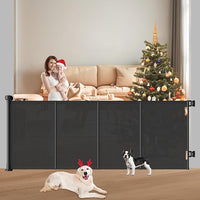 Pawtners Retractable Baby Gates Extra Wide, 41" Tall Extends up to 71" Wide, Dog Gate Indoor for Stairs, Pet Gate with Support Rods for Doorways Hallways Indoor & Outdoor-Black