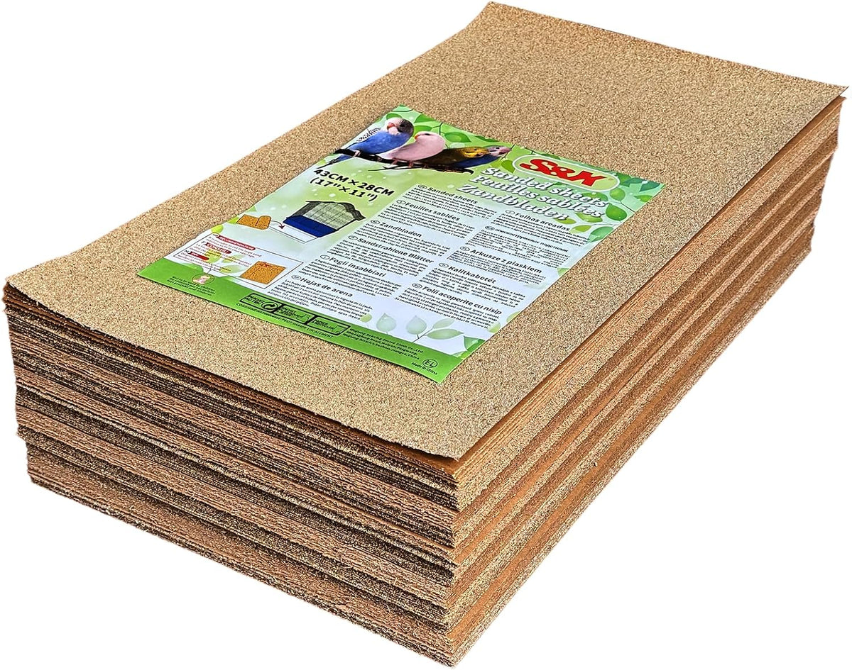 S&X Bird Cage Liners 17 x 11in, Disposable Gravel Paper Sheets - 17" x 11" - 120PCS