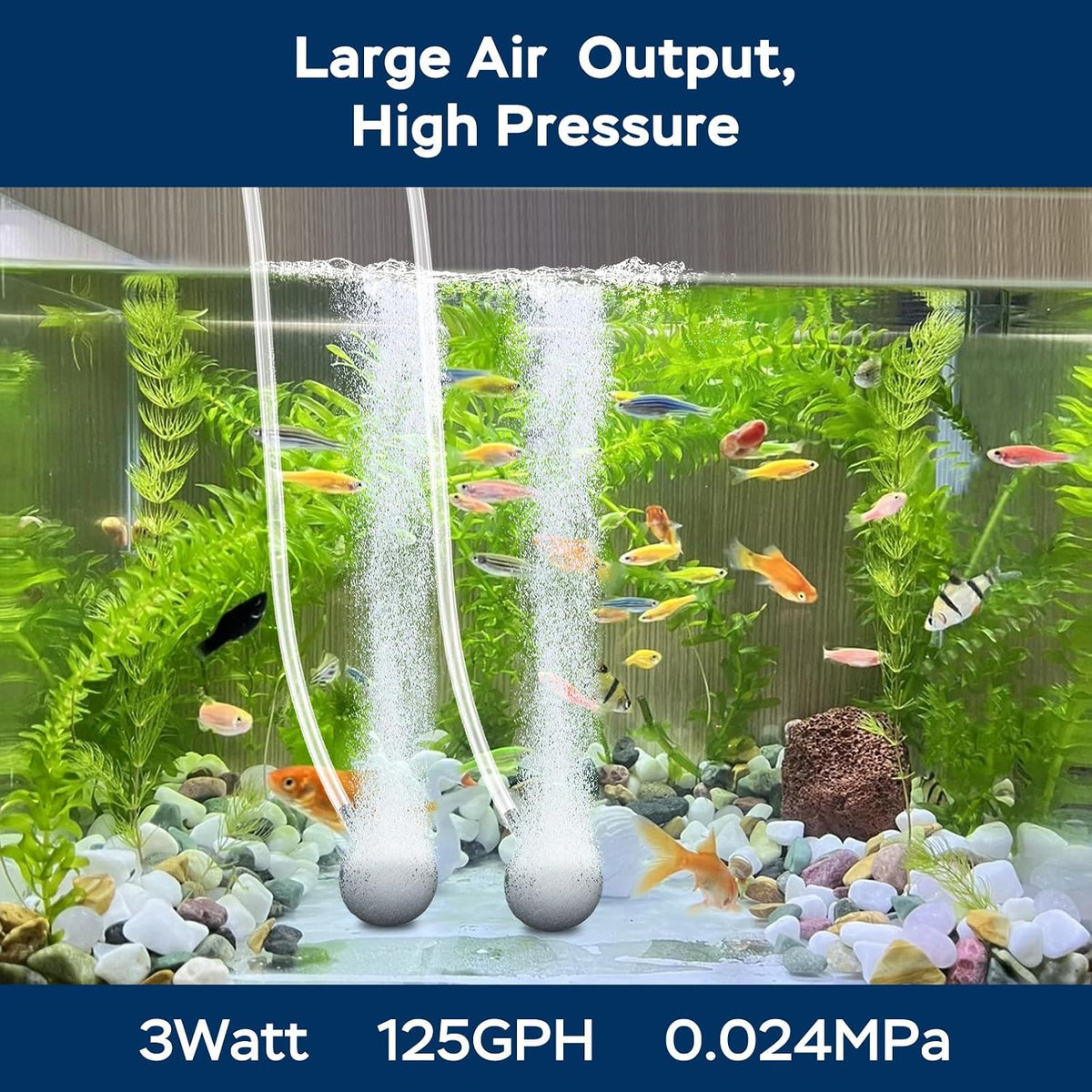 AquaMiracle Aquarium Air Pump 3W/6W/10W - For Tanks up to 100 Gal - image 2